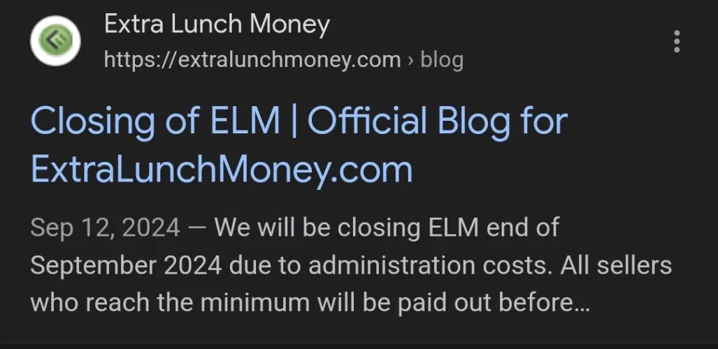 Closure of ExtraLunchMoney 