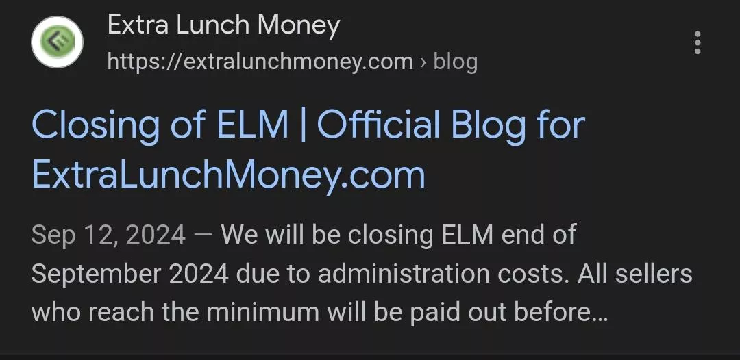 Closure of ExtraLunchMoney 