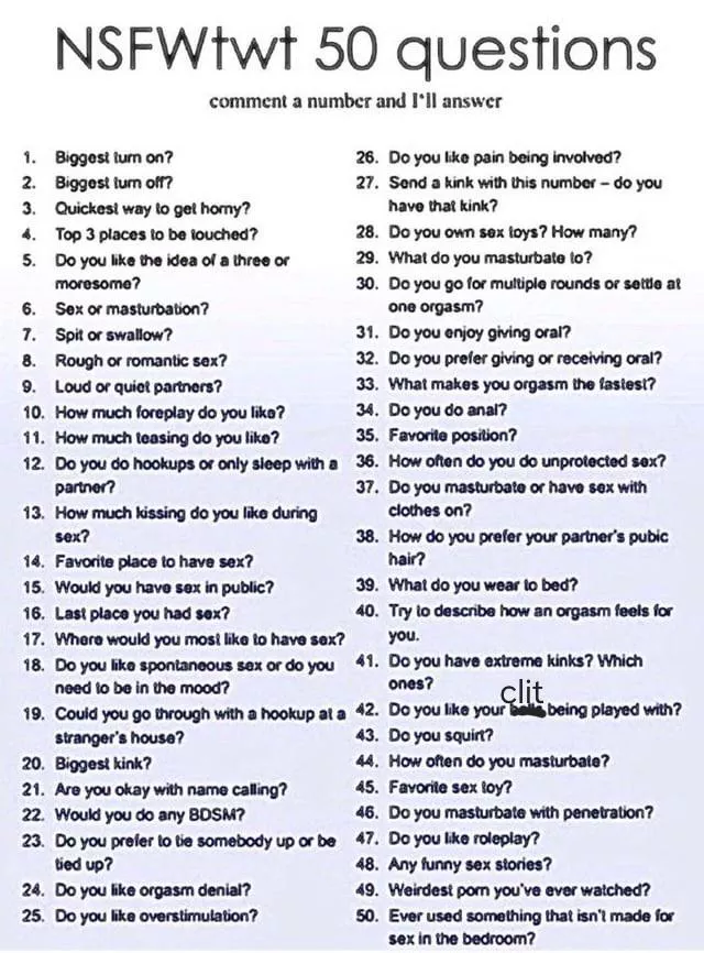 Comment a number 1-50 and I'll answer