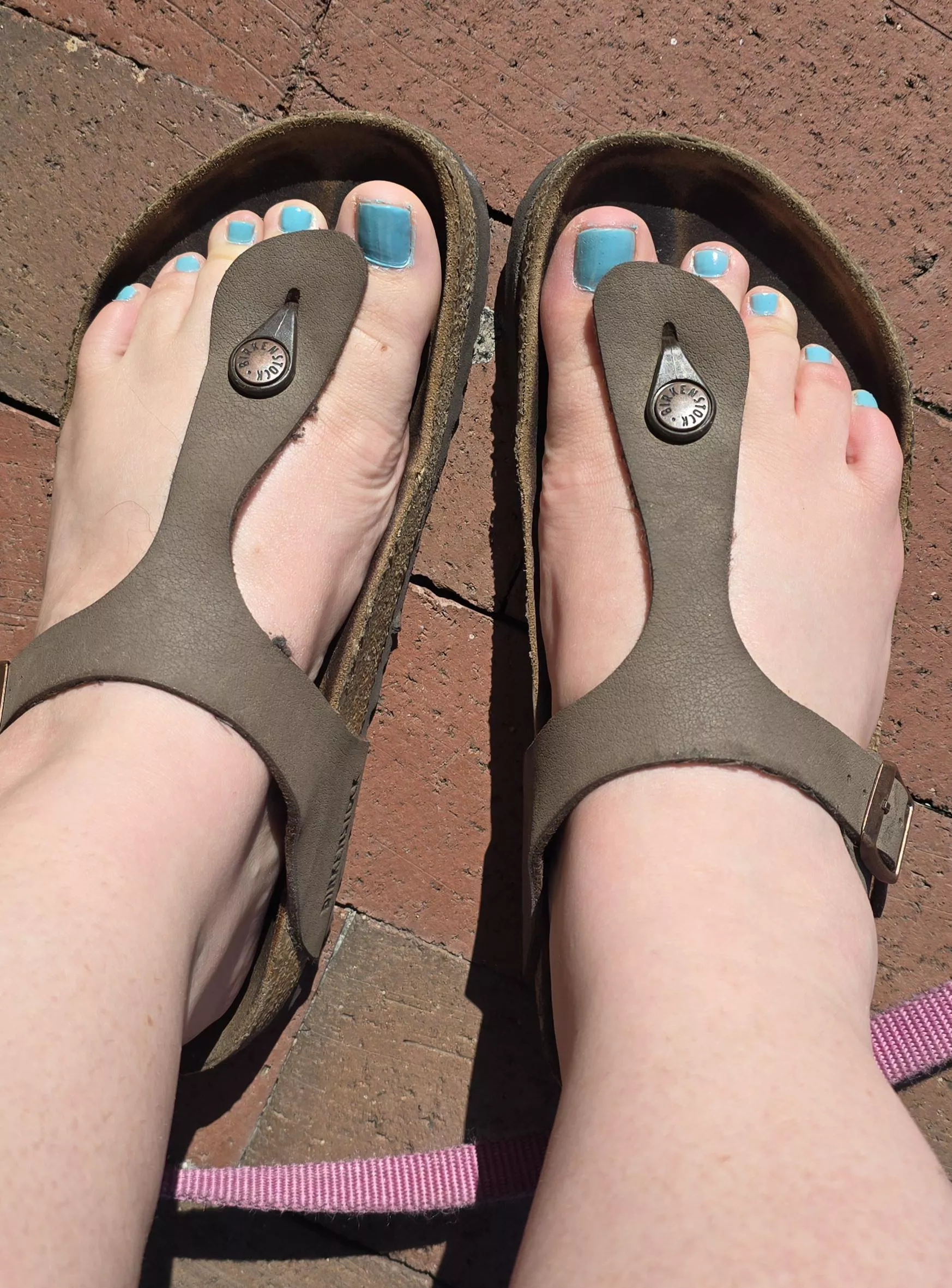 Fresh Blue Toes in My Gizehs