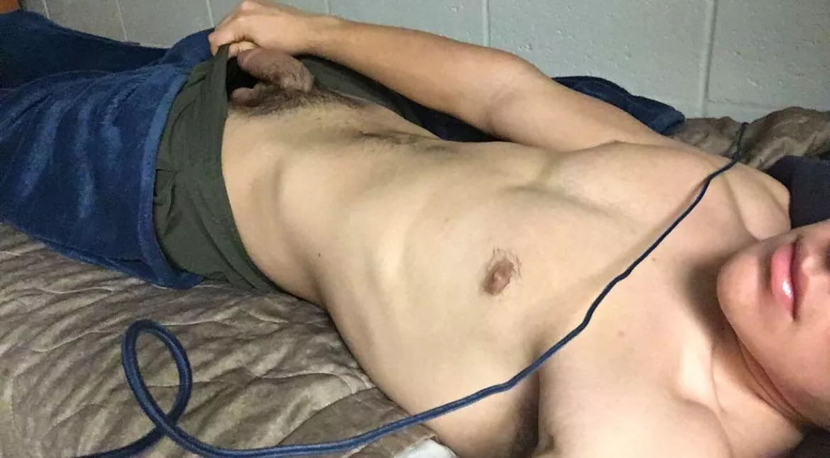 In my USMC sweats chilling at the barracks. Got the room to myself for a bit. Care to join? 