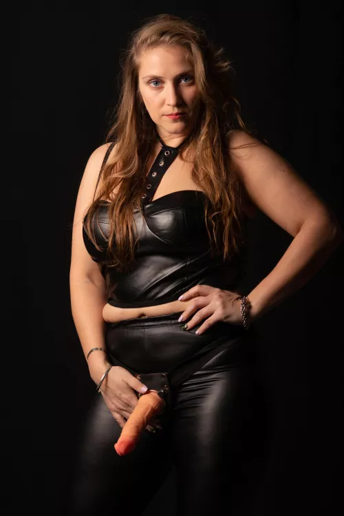 leather just suits my body, and don't even get me started with the strap on