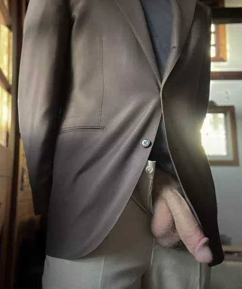 Letting my heavy soft cock hang out for you