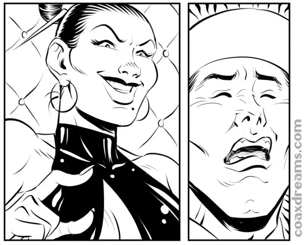 Madame Alexandra strikes again!  Currently inking three new pages for the Kidnap Party comic :-)  (Coaxdreams)