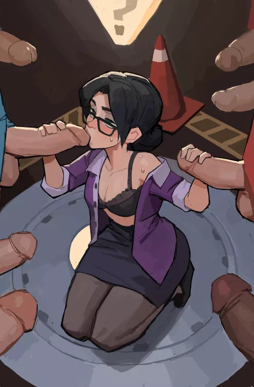 Miss Pauling servicing the entire squad 😈 (Amugea)[F/M/M/M/M/M/M/M/M]