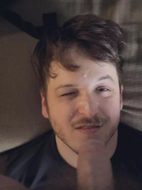 My favorite facial after choking on his thick cock 