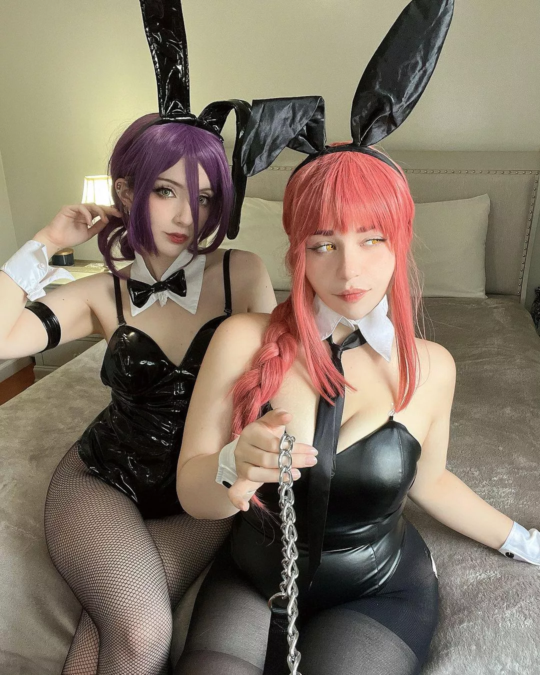 My friend and I cosplaying as Bunny Reze and Makima (not_sugashi)
