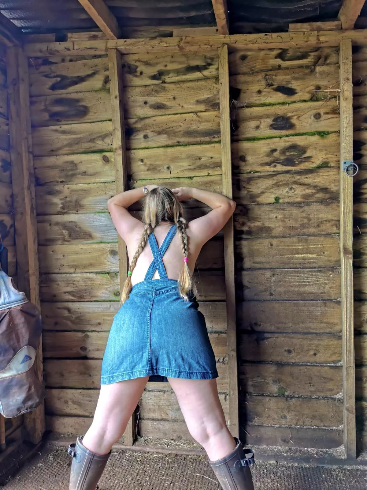 Nothing on under my overalls at the farm 