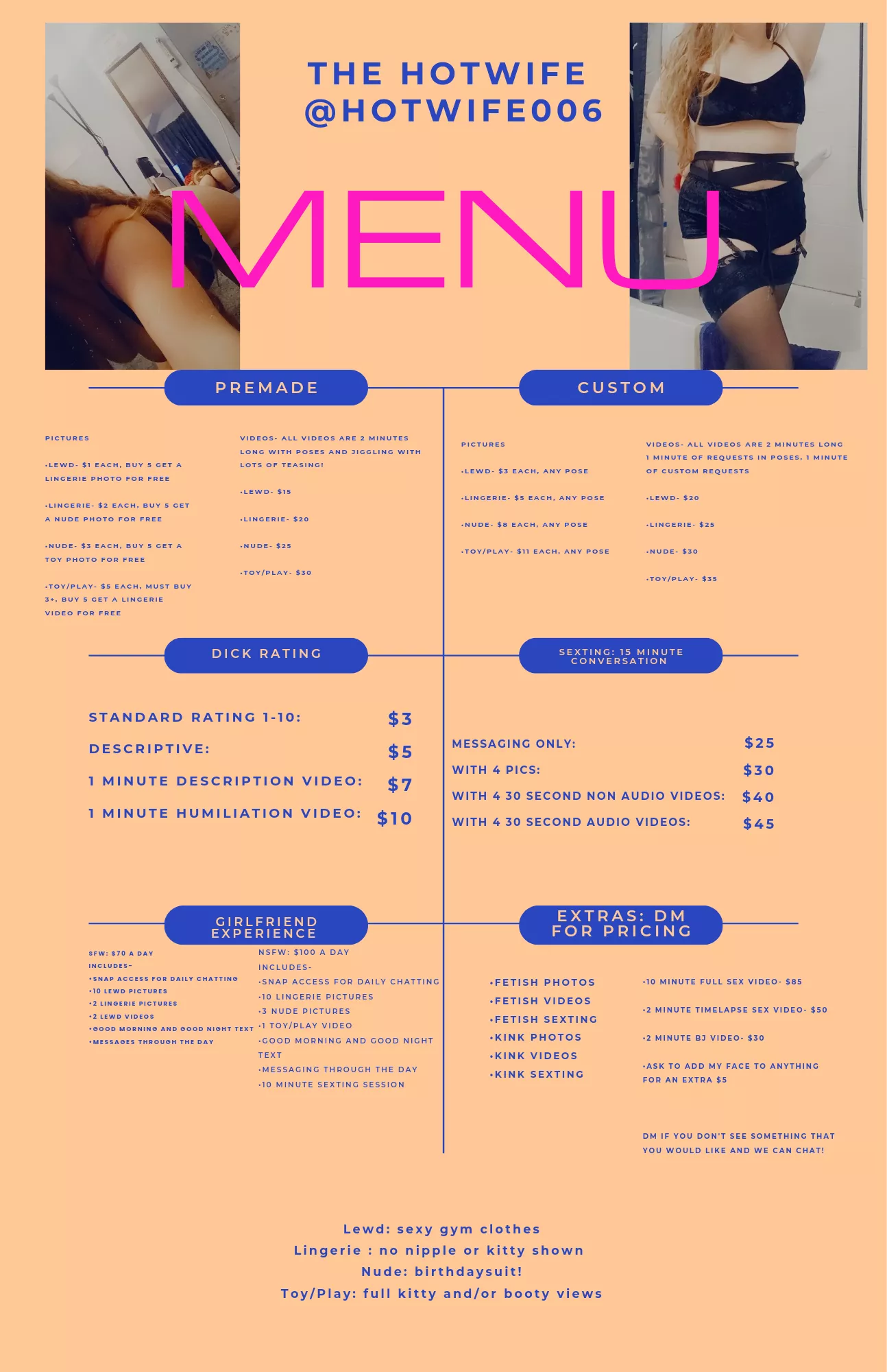 OF: @hotwife006 tip menu 