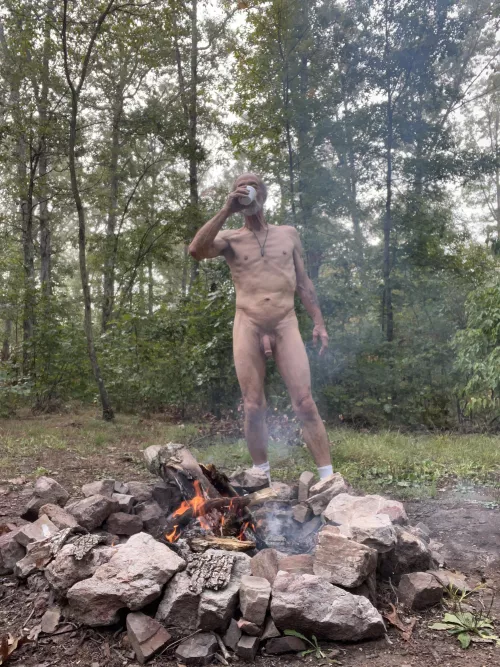 Outside in the woods camping 