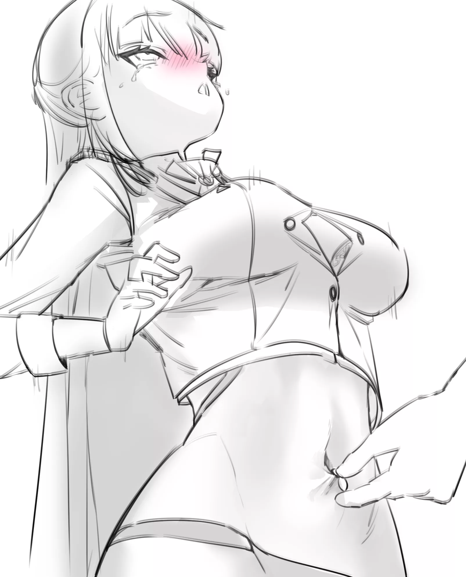 Playing with her piercing