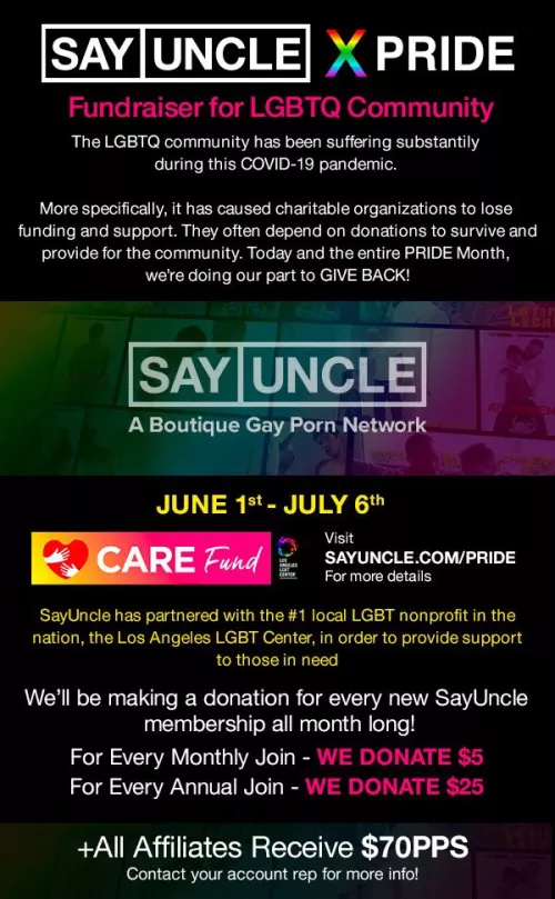 SayUncle partnered with LALGBTCenter.org and have pledged to donate $5 per monthly join + $25 per annual join on SayUncle.com