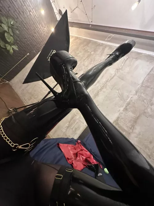 Shiny stockings and heels