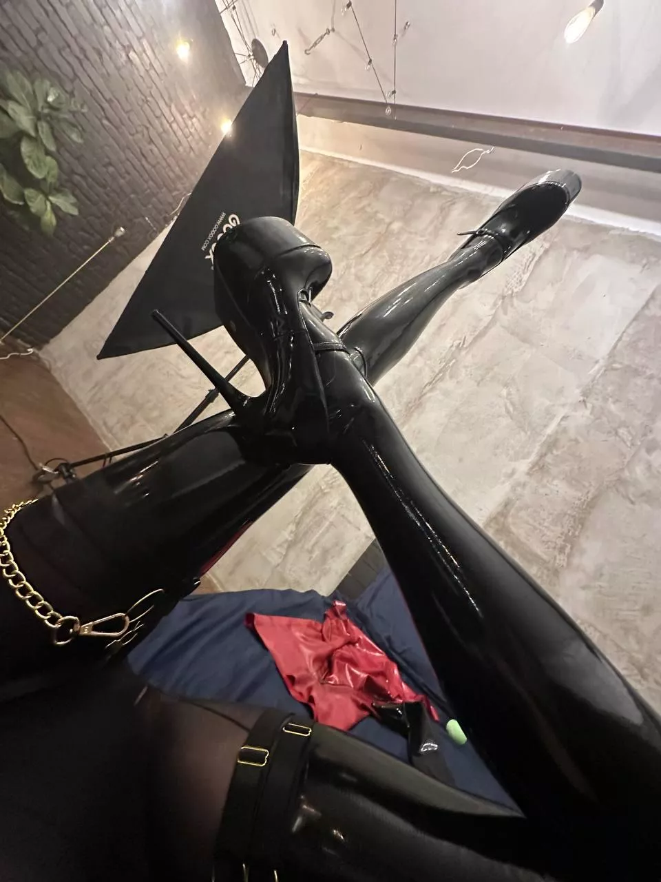 Shiny stockings and heels