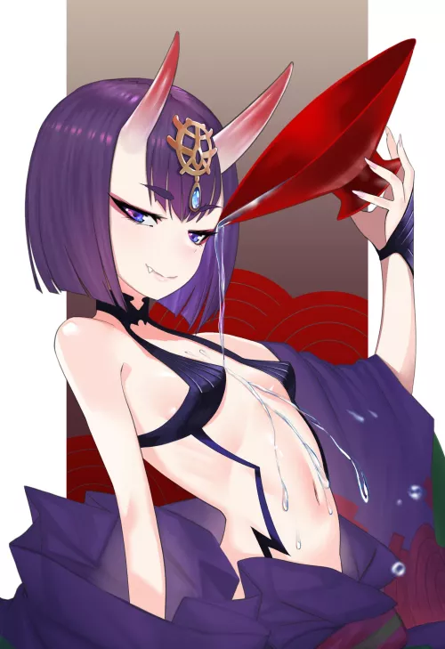 Shuten Douji Pouring Sake onto Self