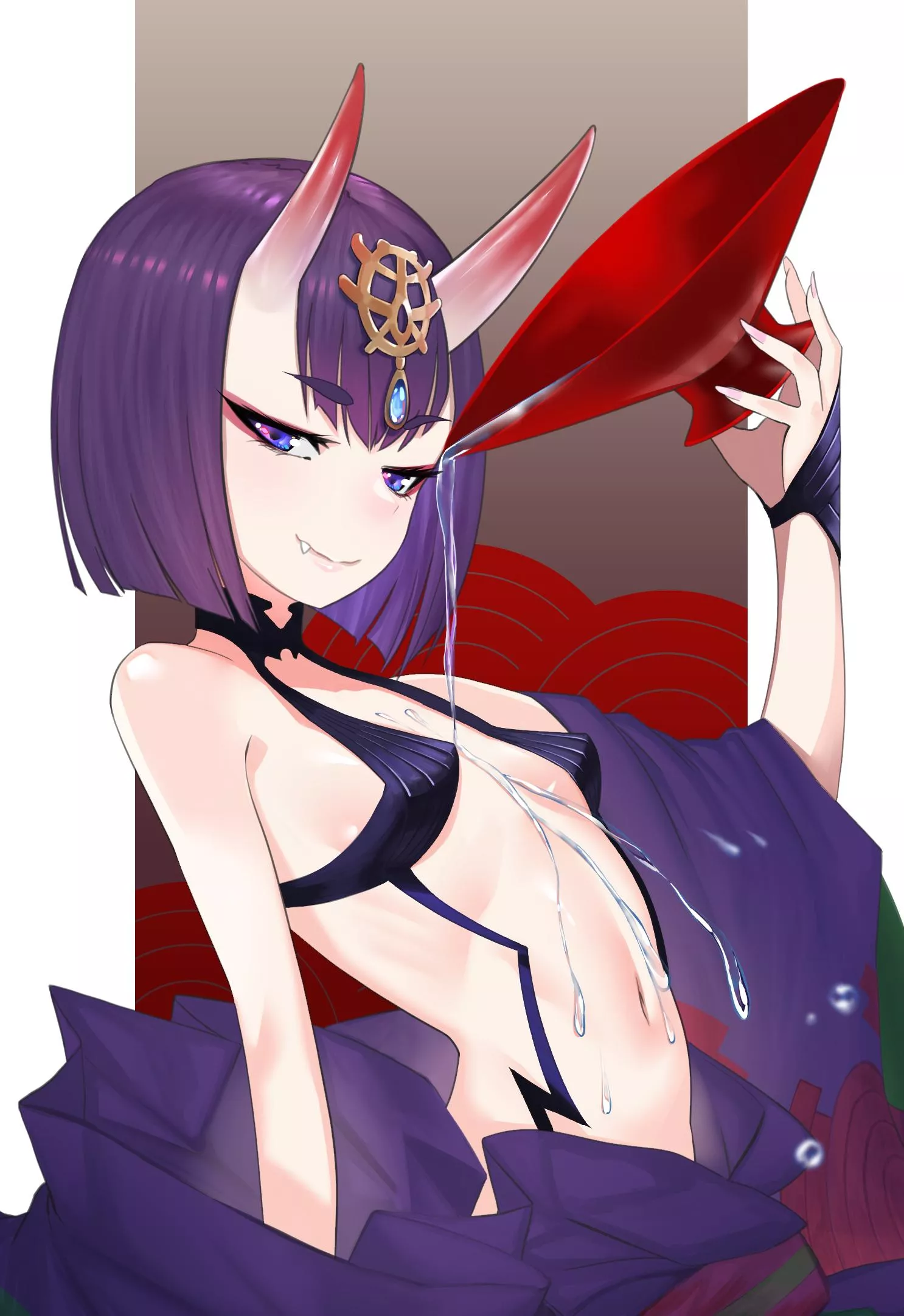 Shuten Douji Pouring Sake onto Self