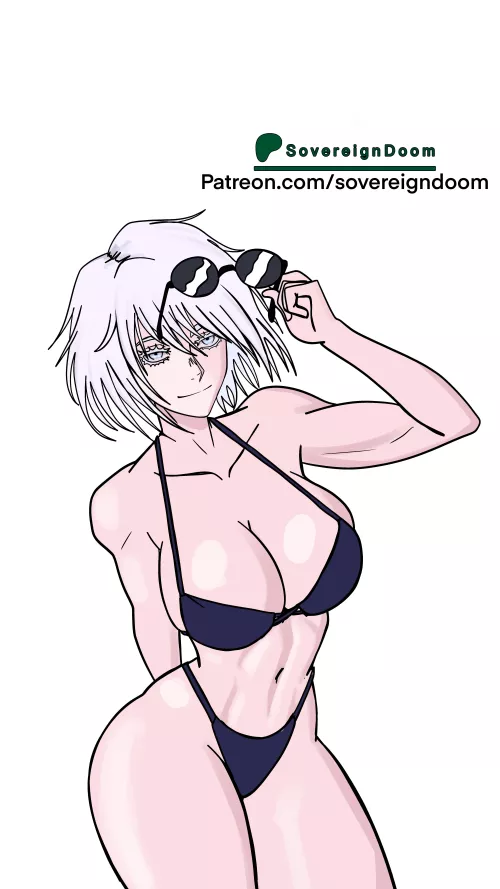 Since jjk is gojover I drew Gojo as a waifu for my Yt channel 