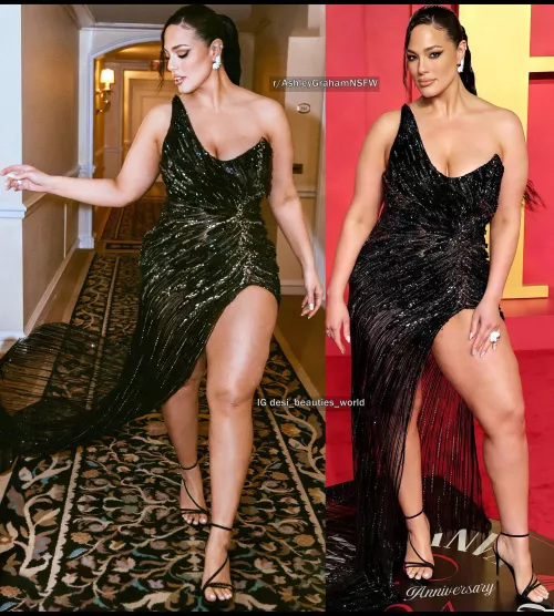 Thunder thighs and seductive cleavage of Ashley Graham