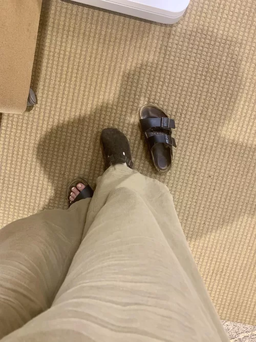 Trying on some clogs 