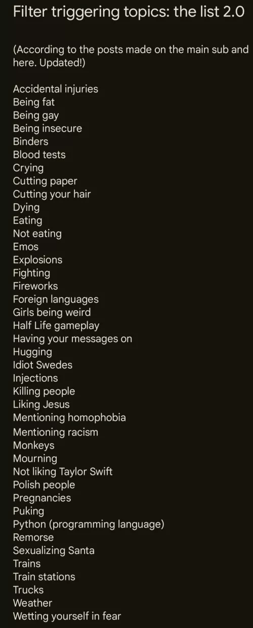 Updated! Filter triggering topics: the list 2.0