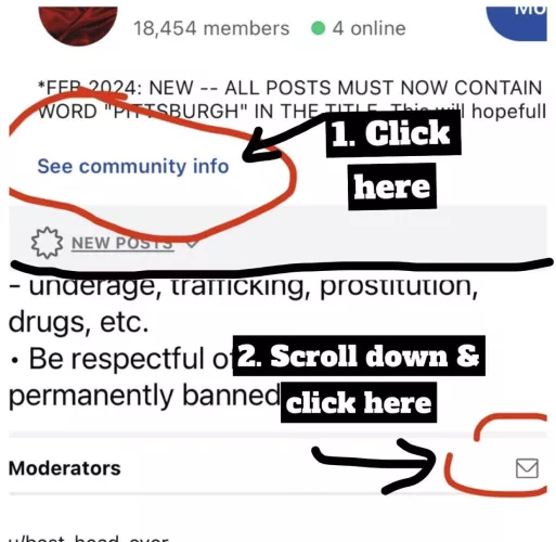 We’ve cranked up the spam filters to maximum & it seems to be helping 🤞🏻 If your posts are getting caught & you’re legit (i.e., IN PITTSBURGH & **NOT** SELLING CONTENT), you can use modmail to message us — see image below. Also, k