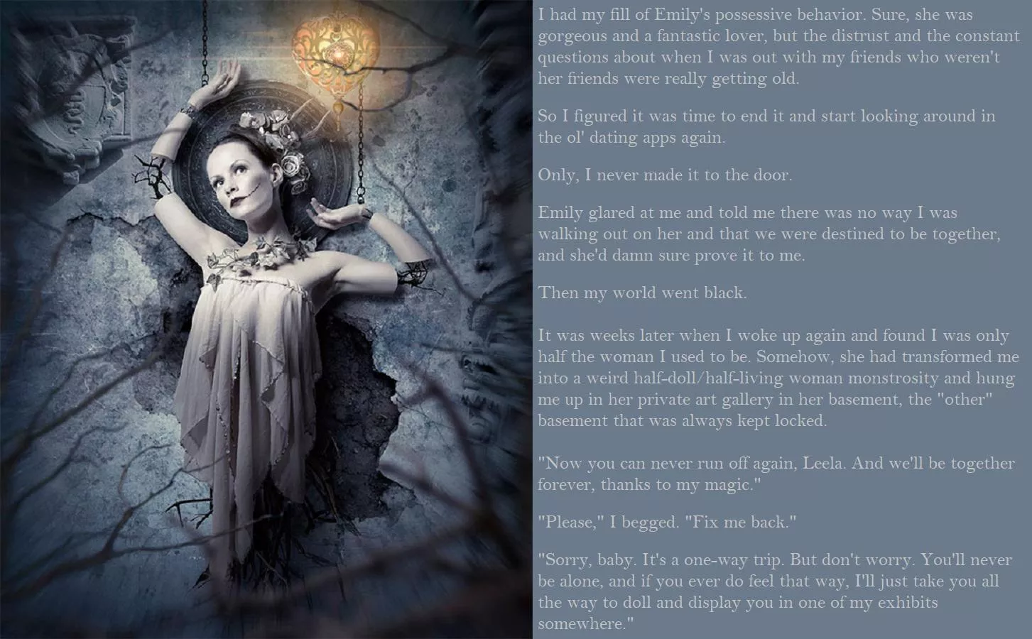 A Priceless Piece of Art(ist) #caption #dollification #dolltf, #inanimatetransformation #magicaltransformation #mannequin #statue #statuefication #stuck 