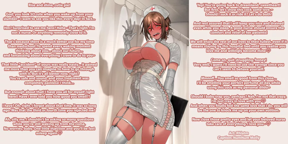 Above All Else, Do Some Harm~ [Yandere][Dark][Creepy][Fake Nurse][Anesthesia][Talk of Breeding][Stalker][Artist: Rhlatm]