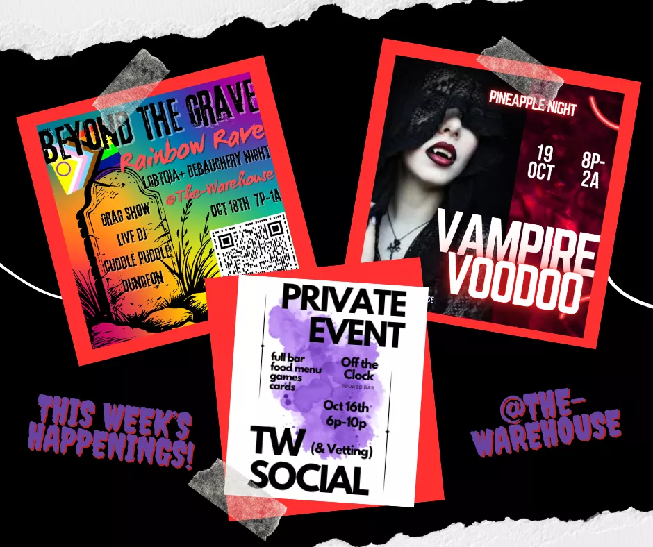 Another party weekend is upon us! Social on Wednesday (10/16) at Off the Clock Sports Bar in Meridian, Beyond the Grave Rainbow Rave on Friday (7p-1a) and our Pineapple Party on Saturday, Vampire Voodoo (8p-2a)...these are our last 2 Halloween parties, t