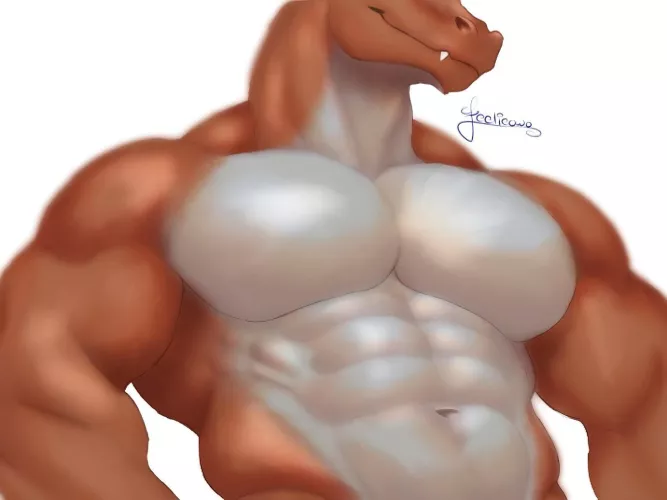 Big pecs 🙇(artist:Feelieowo)