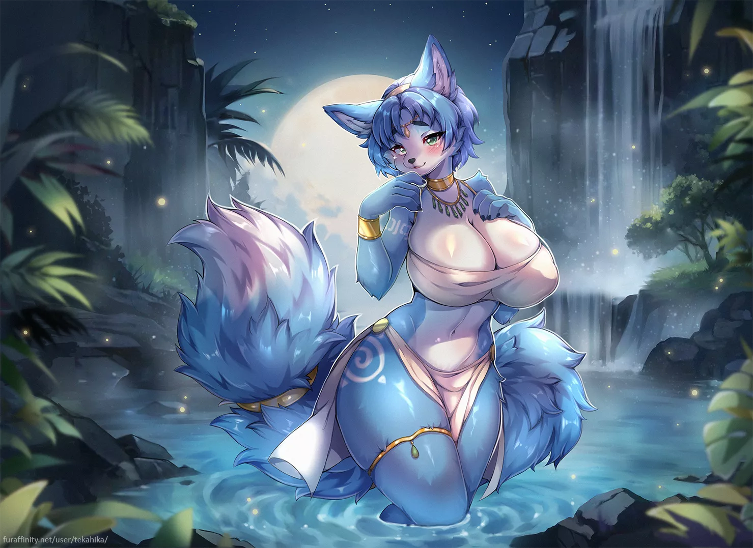By the waterfall. (Tekahika)