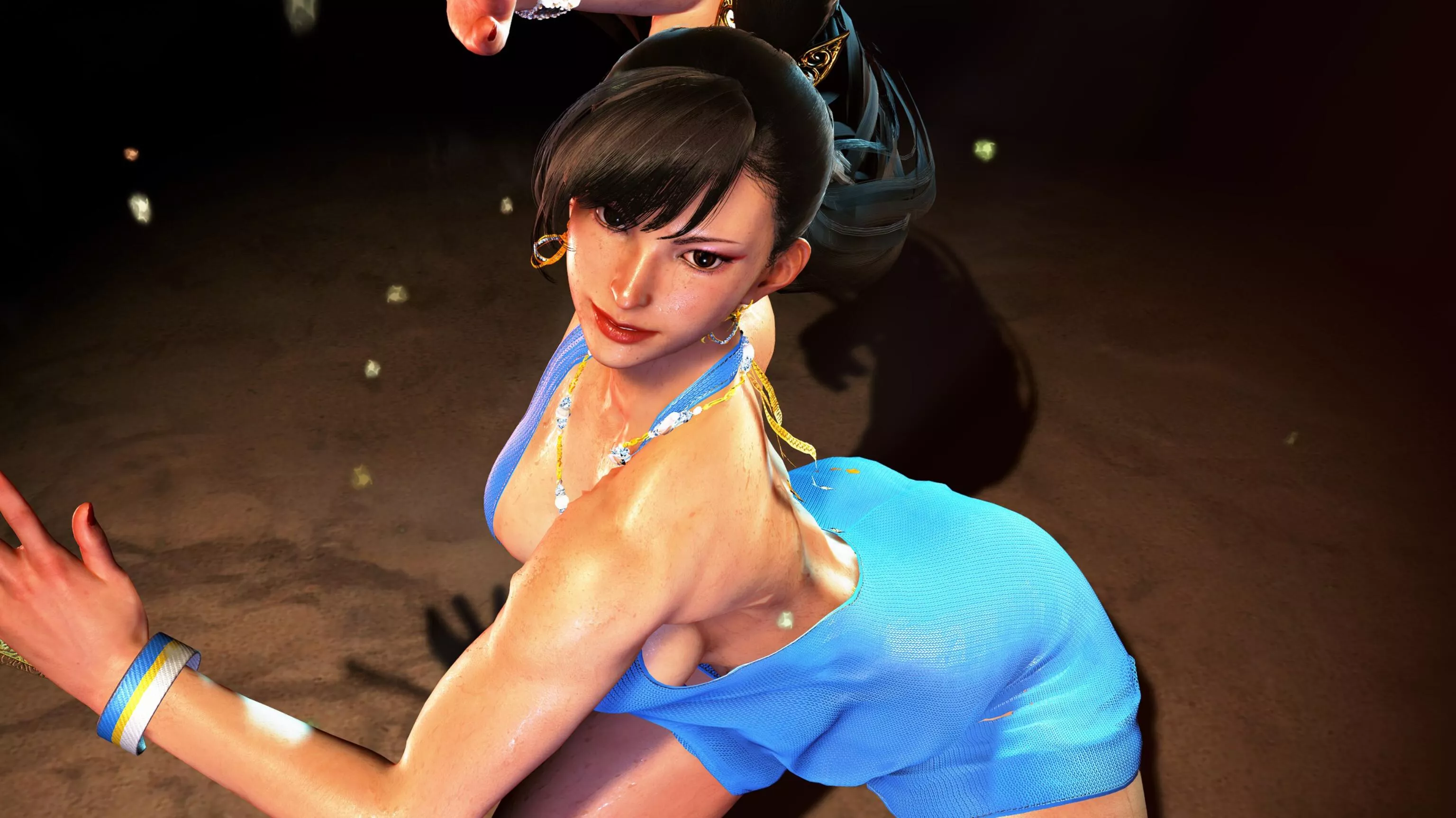 Chun-Li in a blue dress (Akaranger)