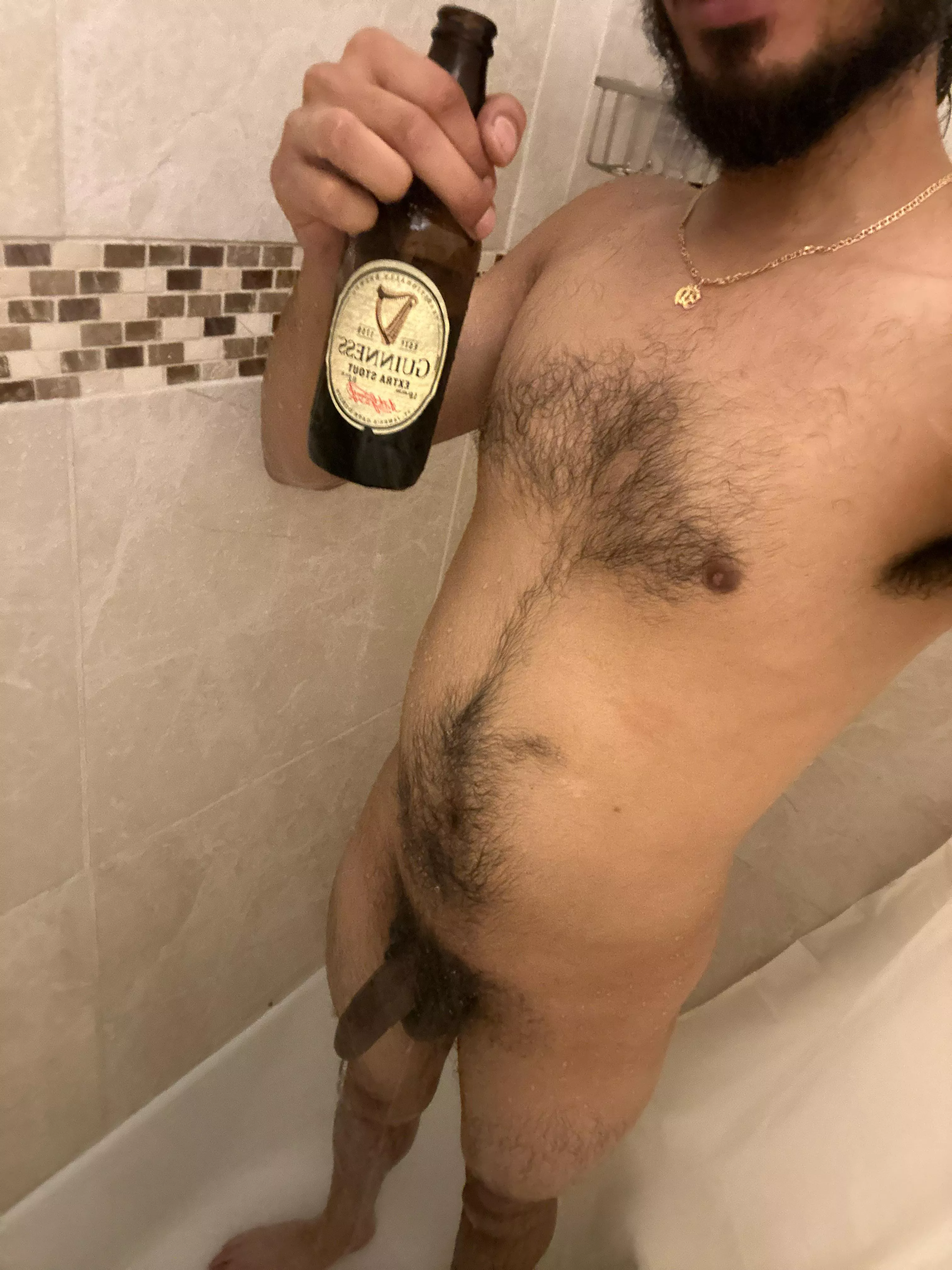 Cold Guinness and warm shower. Best way to get ready for Monday