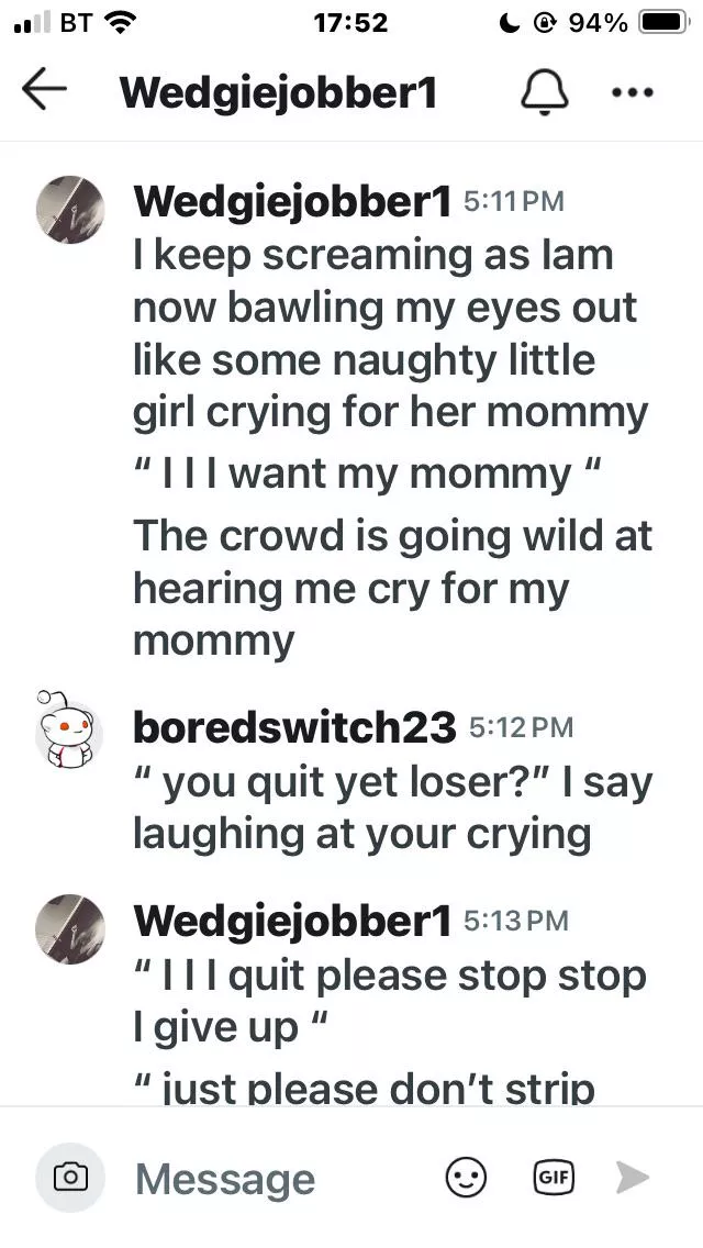 destroyed @wedgiejobber1 and had her crying for her mommy ;)