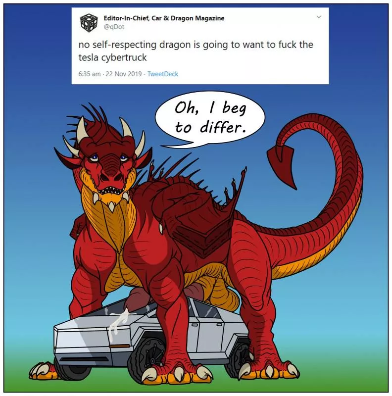 Dragon wants to fuck the tesla cybertruck