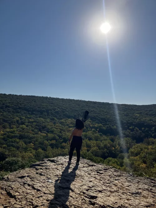 Enjoying a morning hike 