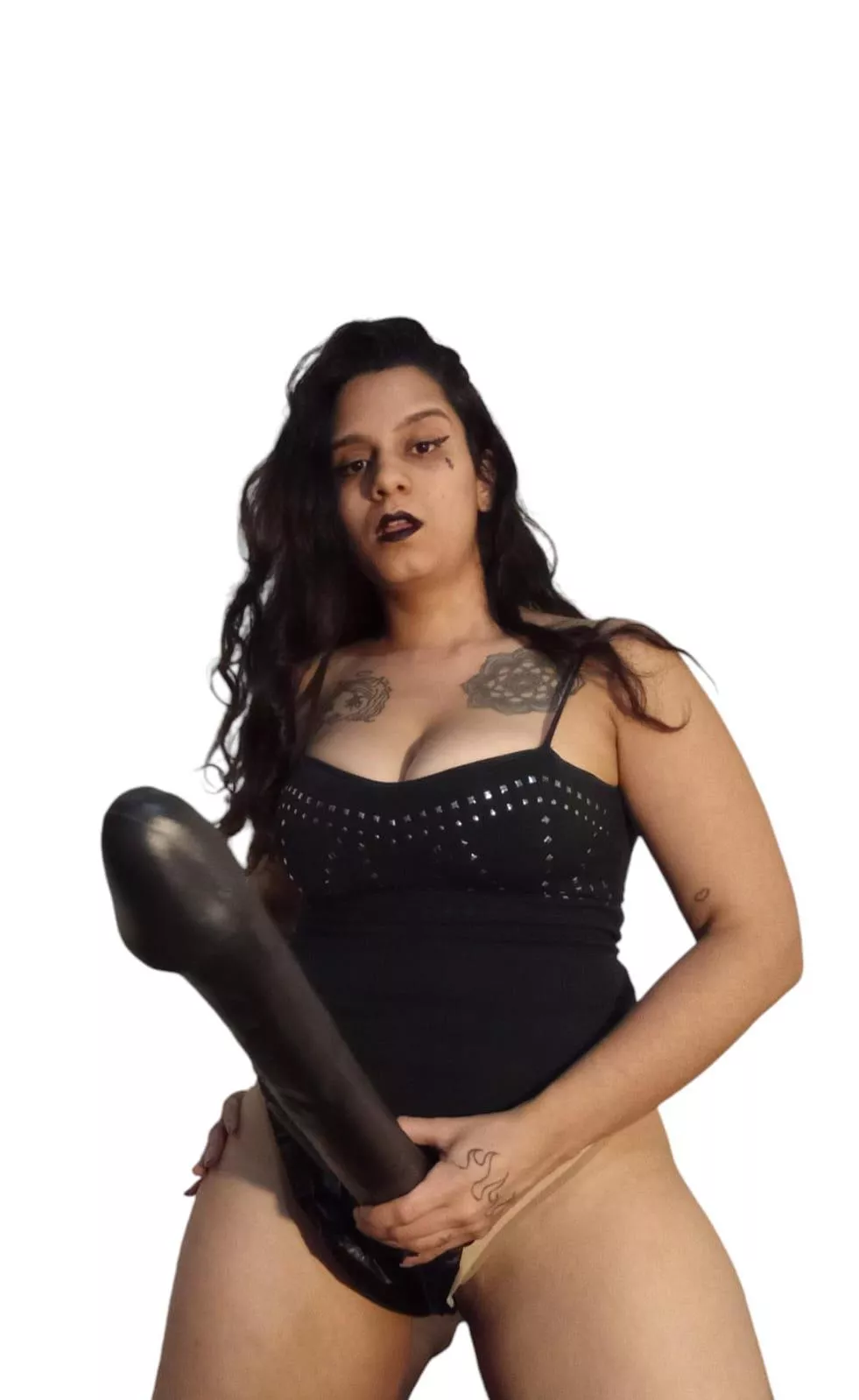 get on your knees and lick mommy's cock