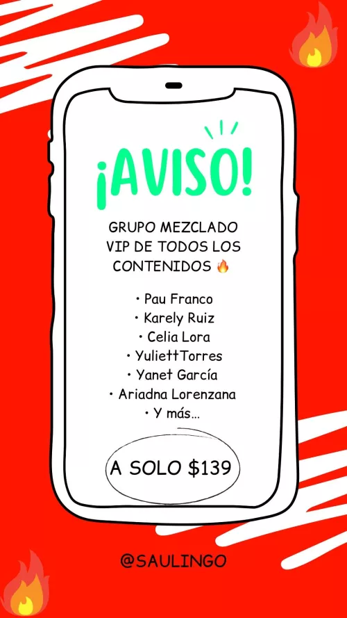 Grupo VIP de contenido mezclado de Pau Franco, Karely Ruiz, Celia Lora, Yanet García, Yuliett Torres, Ariadna Lorenzana y más… 🔥 MANDEN MENSAJE PARA MAS INFORMACIÓN 👌🏻