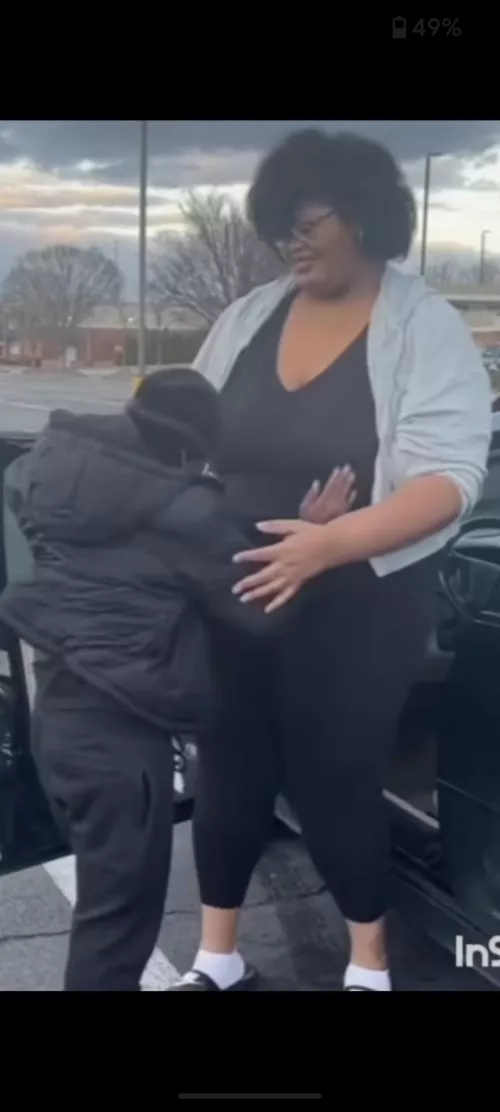 Huge woman with her little puny bf