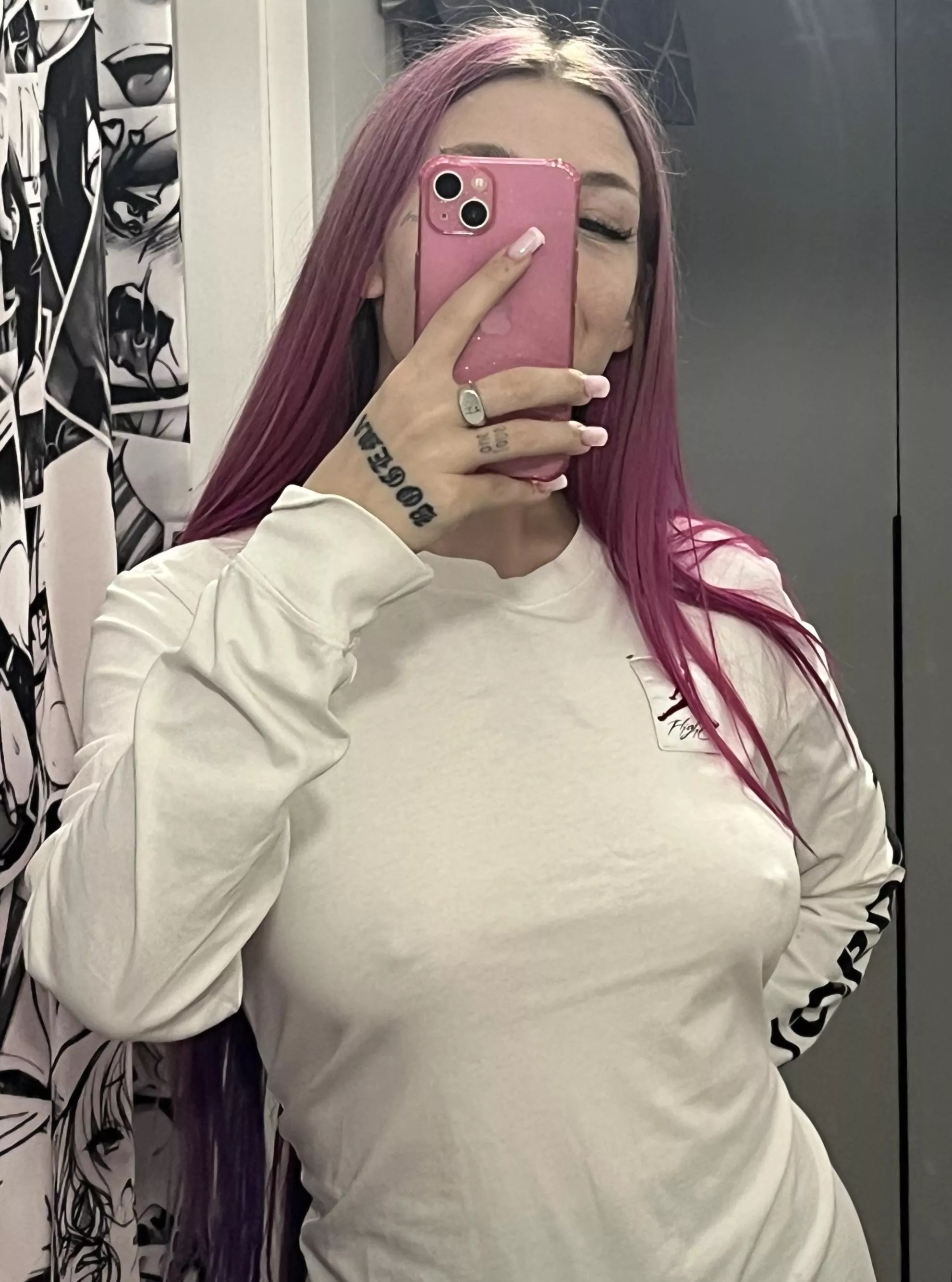 I took a selfie before I went out, so everyone would be looking at my nipples