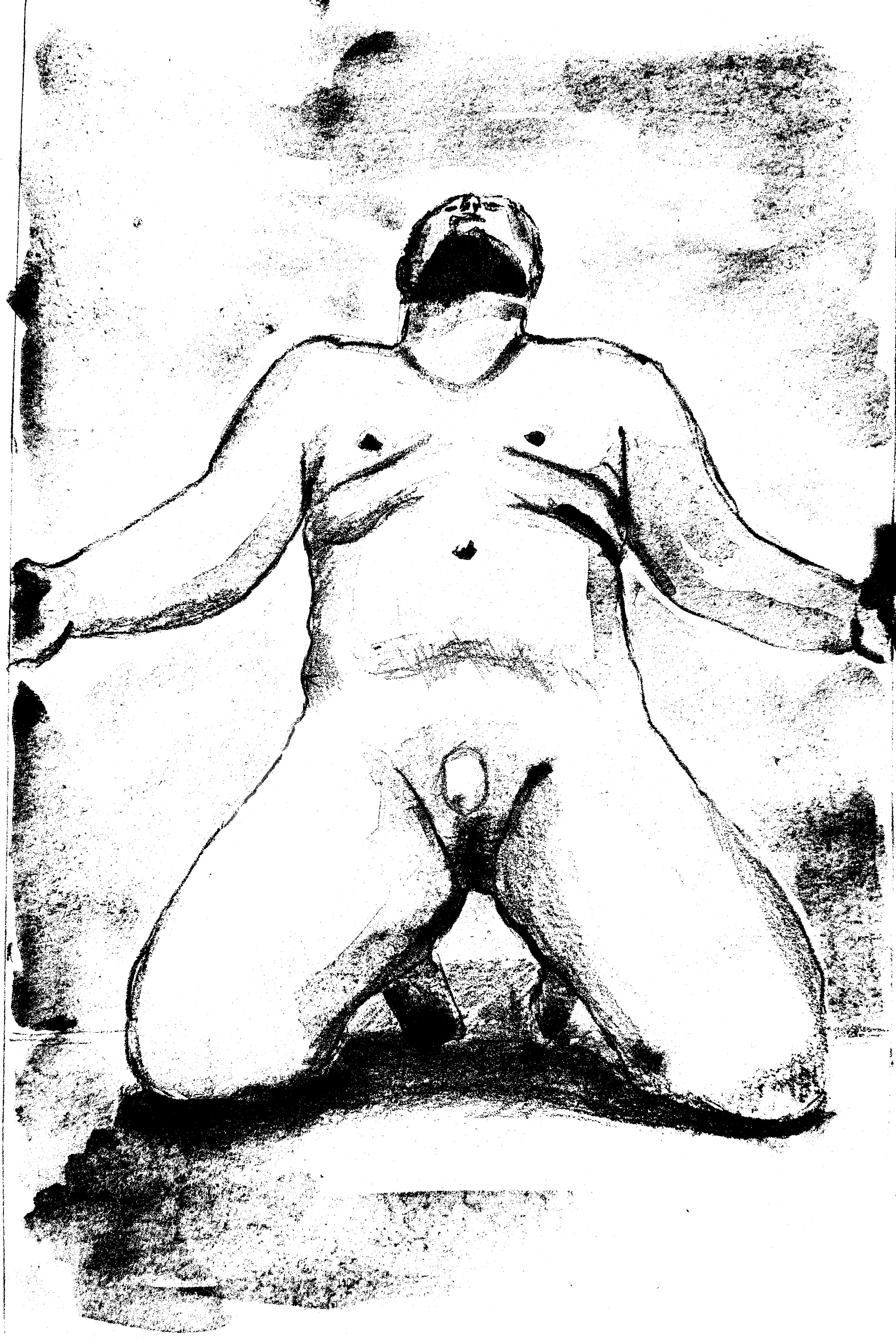 Kneeling. Drawing by Me.
