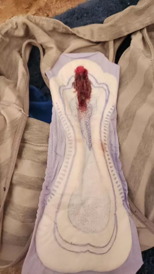 Last 2 days of my period . Eggs didn't get fertilized. Worn 4 hrs till my shower this morning. 