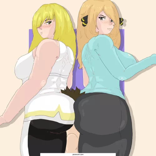 Lusamine And Cynthia Double Smothering (PicToCum) [Pokemon]