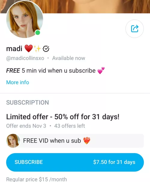 Madi is also doing a promo on her OF page 