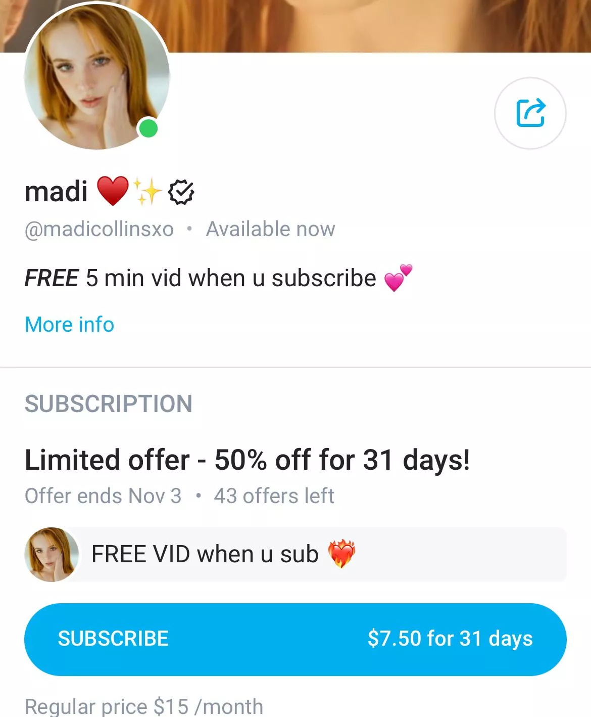Madi is also doing a promo on her OF page 