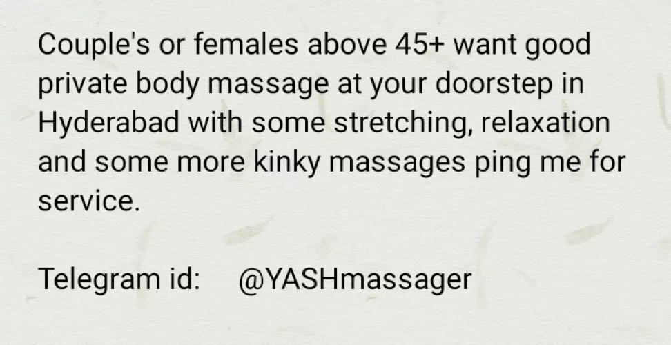 [m]ale Masseuer for [c]ouples and [f]emales 45+ age are most welcome for service.