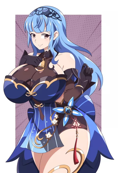 Marianne dressed as Ganyu (By @Abyss162) [Commission] 