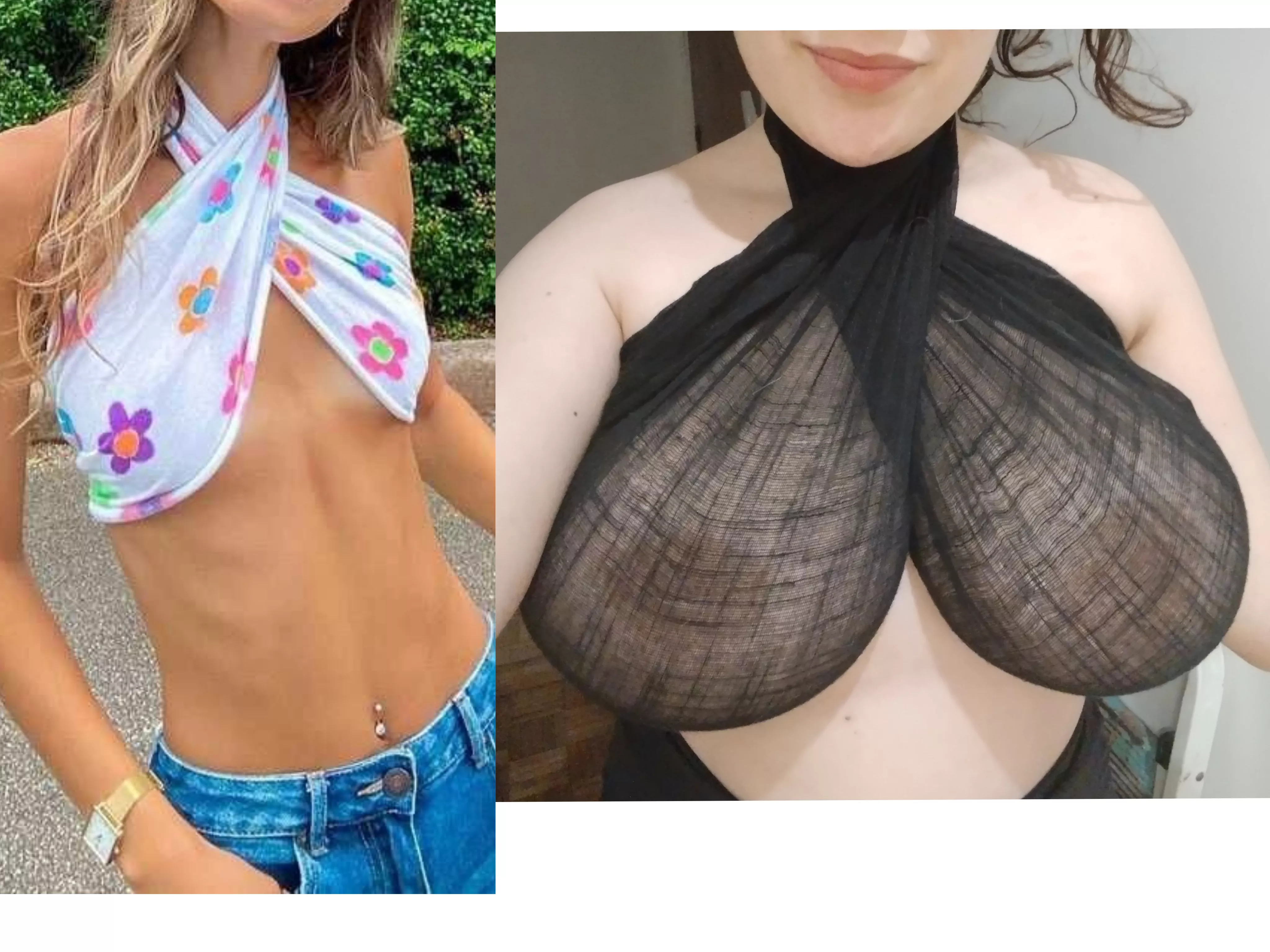 my friend taught me how to do this cute little bandeau top :) this not how they're meant to fit 💀 a pinterest photo for reference