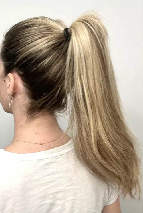 My long, thick ponytail the day before my recent haircut 💕