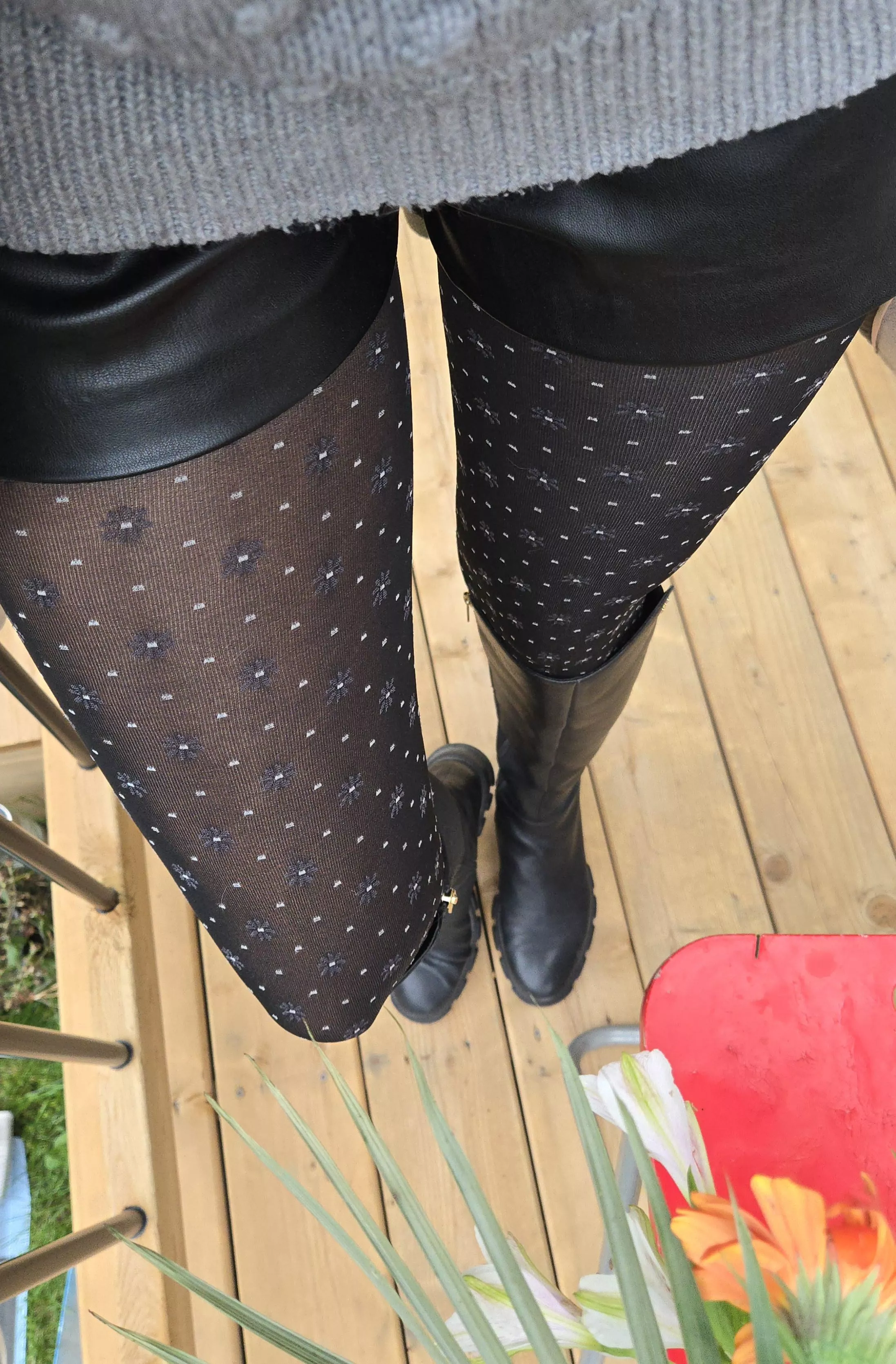 My new Falke unpacked and paired with leather shorts... I love the look!