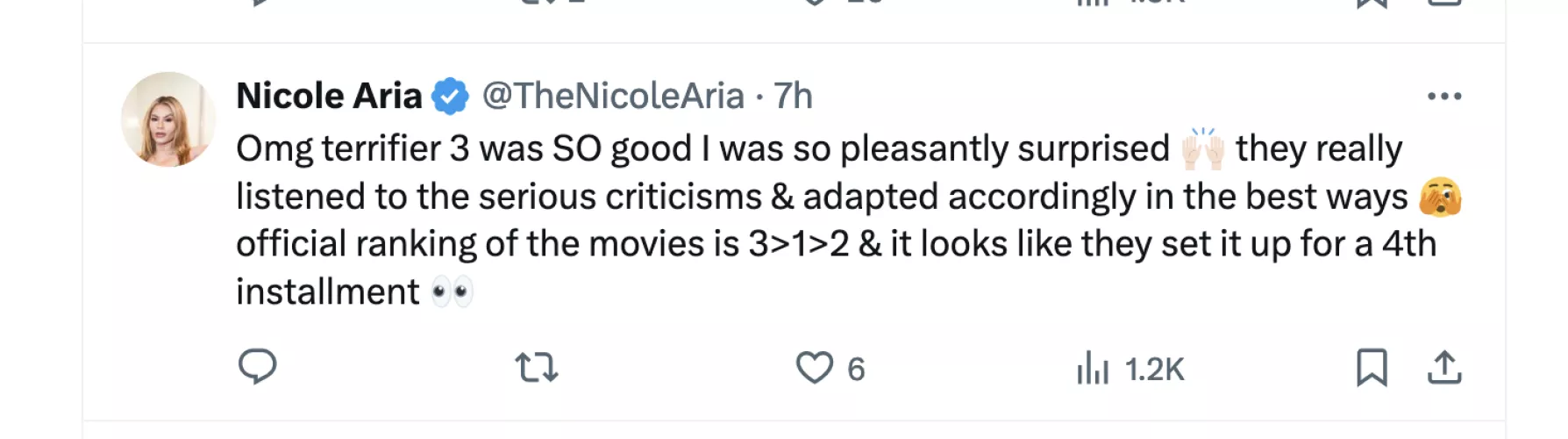 Nicole Aria reviews Terrifier 3